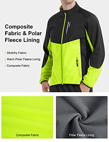 INBIKE Chaqueta Soft Shell de Ciclismo y Senderismo para Hombre Maillot Deportivo Cortavientos Impermeable Cuello Alto con 2 Bolsillos, XL Verde