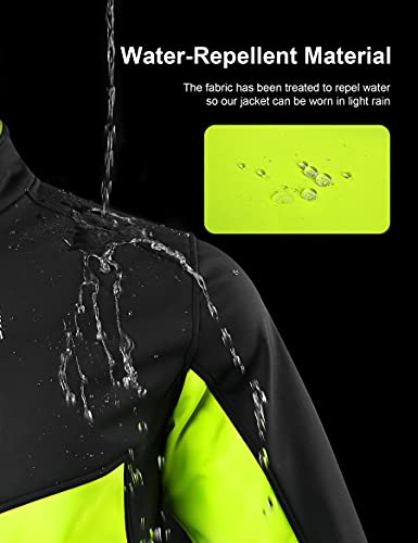 INBIKE Chaqueta Soft Shell de Ciclismo y Senderismo para Hombre Maillot Deportivo Cortavientos Impermeable Cuello Alto con 2 Bolsillos, XXL Verde