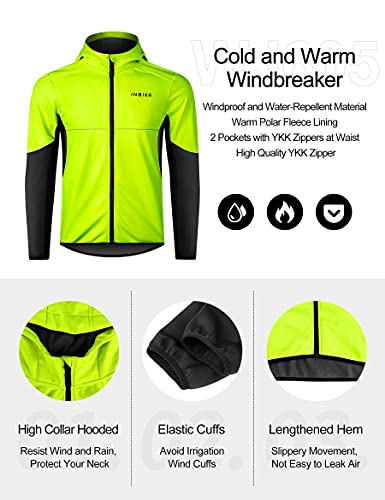 INBIKE Chaqueta Softshell de Ciclismo para Hombre con Capuchca Cortavientos Transpirable Impermeable Térmica, M VERDE