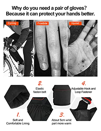 INBIKE Guantes Calientes De Ciclismo De Invierno, Guantes De Pantalla Táctil para Hombre con Dedos Completos Cortavientos E Impermeable(Rojo,XL)