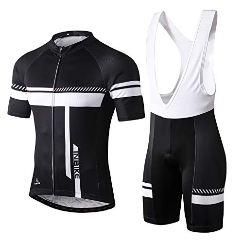 INBIKE Roapa Ciclismo con 3D Acolchado De Gel, Maillot Ciclismo + Pantalon/Culotte Bicicleta Transpirable Elástico Secado Rápido (Blanco,S)