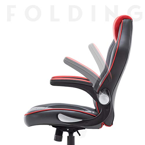 IntimaTe WM Heart Gaming Silla, Silla Oficina, Silla de Escritorio Giratoria y Ergonómica, Silla Ejecutiva de Espalda Alta PU, Apoyabrazos Ajustables y Mecanismo de Inclinación (Rojo & Gris)