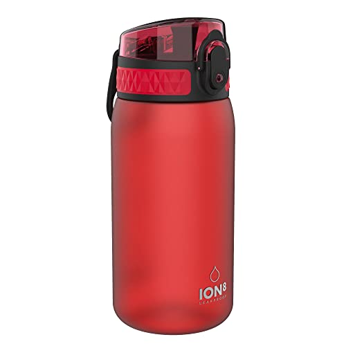 Ion8 Botella Agua Niños Sin Fugas, Sin BPA, Rojo