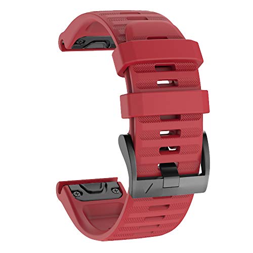 ISABAKE Correa de Reloj para Garmin Fenix 6X / 6X Pro, Fenix 5X / 5X Plus, Accesorios Fenix 3/3 HR, Banda QuickFit de 26 mm de Ancho (Rojo)