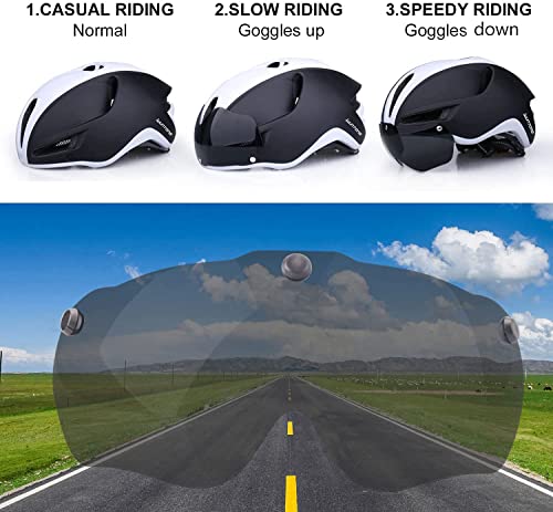 iWUNTONG Casco Bicicleta Adulto, Casco de Bicicleta con USB Luz LED Recargable Certificación CE Casco Bicicleta Hombre Mujer con Desmontable Magnética Visera & Cuerda de Seguridad Reflectante 57-62 cm