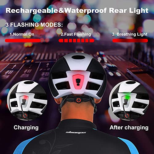 iWUNTONG Casco Bicicleta Adulto, Casco de Bicicleta con USB Luz LED Recargable Certificación CE Casco Bicicleta Hombre Mujer con Desmontable Magnética Visera & Cuerda de Seguridad Reflectante 57-62 cm