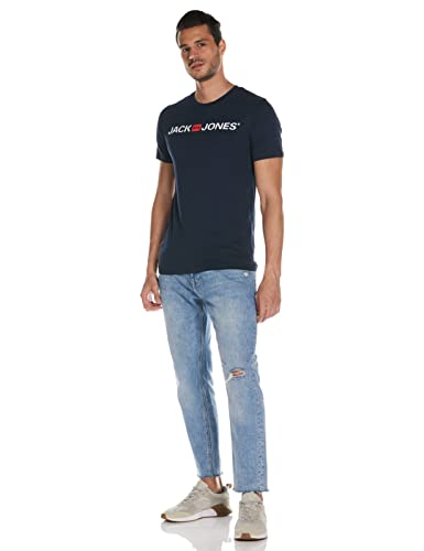 Jack & Jones Jjecorp Logo tee SS Crew Neck Noos Camiseta, Azul (Navy Blazer Detail: Slim Fit), Large para Hombre