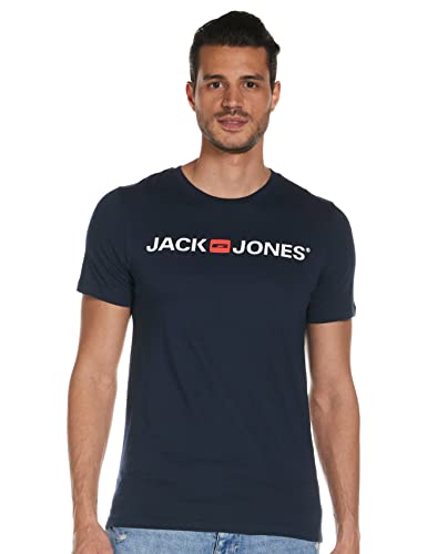 Jack & Jones Jjecorp Logo tee SS Crew Neck Noos Camiseta, Azul (Navy Blazer Detail: Slim Fit), Large para Hombre