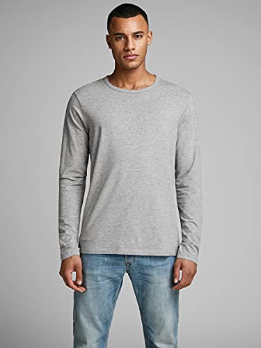 Jack & Jones Storm Sweat - Camiseta de manga larga con cuello redondo para hombre, Grau (LIGHT GREY MELANGE JJ LIGHT GREY MELANGE), 52