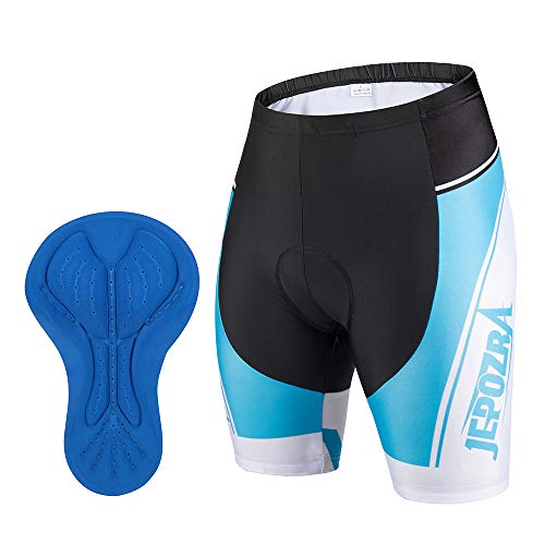 JEPOZRA Culotte Ciclismo Hombre Verano Pantalon Cortos MTB con Badana Gel Culote Ciclista Acolchado Pantalones Cortas Bici Proteccion Cycling Shorts (Blanco, XL)