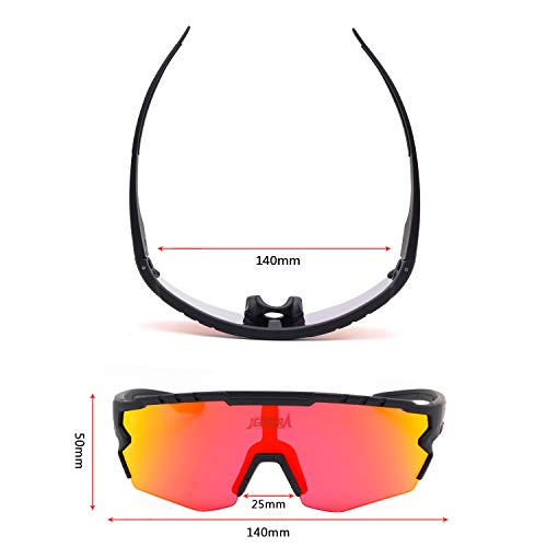 JEPOZRA Gafas Ciclismo Polarizadas, Gafas de Conducción de Medio Cuadro con 3 Lentes Intercambiables, Gafas de Protección UV para Montar Se Adapta al Esquí Correr Ciclismo,Deportes al Aire Libre