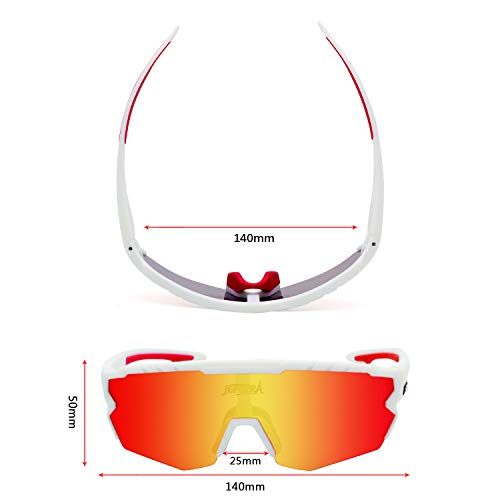 JEPOZRA Gafas Ciclismo Polarizadas, Gafas de Conducción de Medio Cuadro con 3 Lentes Intercambiables, Gafas de Protección UV para Montar Se Adapta al Esquí Correr Ciclismo,Deportes al Aire Libre