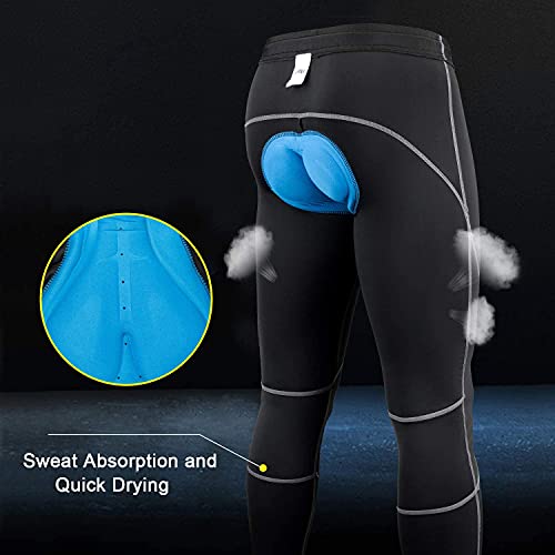 JEPOZRA Pantalones de Ciclismo de Invierno para Hombre, Largos con Acolchado de Gel 4D, para Bicicleta de montaña, Transpirables, de compresión, térmicos, Pantalones Deportivos