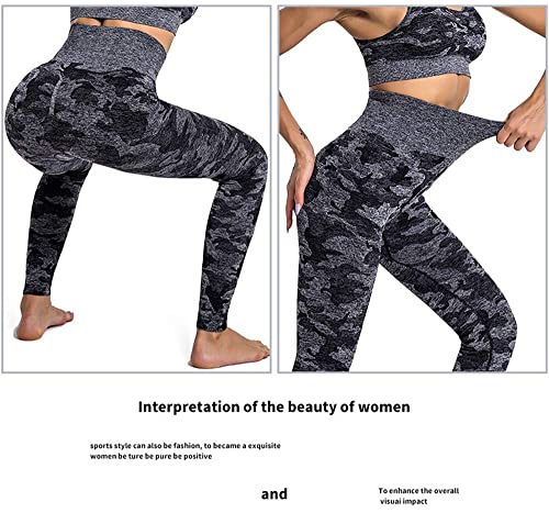 JFAN Pantalones de Yoga para Mujer Sujetador de Yoga Camuflaje de Cintura Leggings de Compresión Ropa Deportiva para Deportes de Gimnasio, Sujetador y Pantalones Venden por Separado