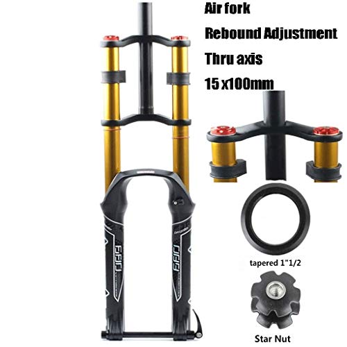 JINMEI MTB Air Dh Horquilla De Suspensión para Bicicleta 26/27.5/29"Bicicleta De Montaña Doble Hombro Descenso Rappel Amortiguador Amortiguador Freno De Disco Am/FR Recorrido 130 Mm