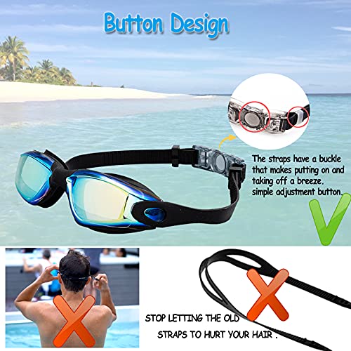 JINPXI Gafas de Natación Antiniebla, Gafas para Nadar Protección UV,Gran  Angulo de Visión, Lentes HD Silicona Ajustables para Mujer, Hombre, Adultos  y niños 13+ : : Deportes y aire libre