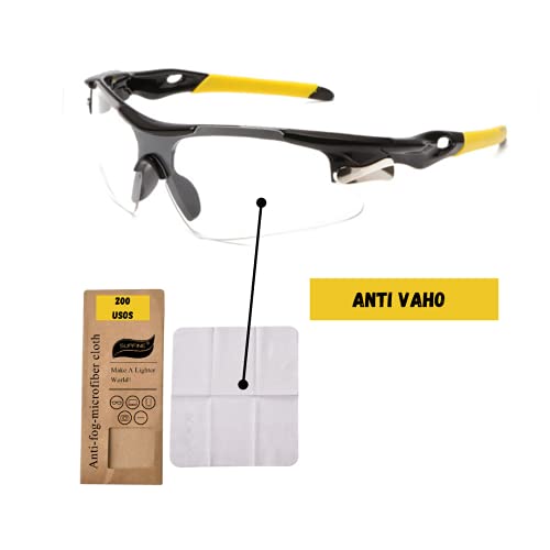 JJ LMS Gafas padel gafas proteccion padel con lentes protectoras transparentes gafas de seguridad deportiva pádel + paño antivaho para una visión óptima + pegatina de paddle