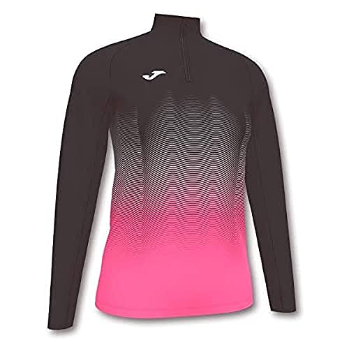 Joma Elite Sudadera Running, Mujer, Negro-Rosa, M