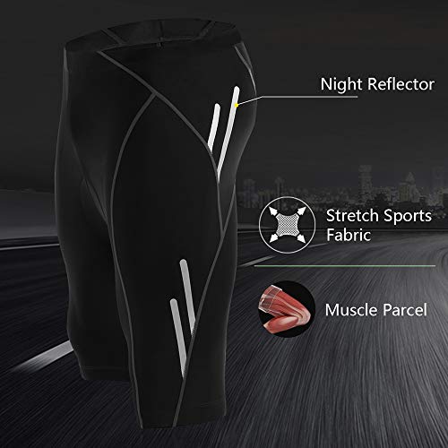 JOYSPACE Hombre Pantalones Cortos de Bicicleta Shorts de Ciclismo Hombre con 4D Acolchado MTB Ciclismo Pantalones Cortos Ropa Interior de Bicicleta estáticas,L