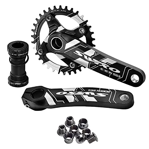 Juego De Bielas De 170 Mm 104BCD Juego De Platos Y Bielas De Bicicleta MTB 32T 34T 36T 38T Juego De Bielas De Una Sola Velocidad para 9-11 Velocidades 32T / Negro