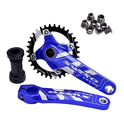 Juego De Bielas De 170 Mm 104BCD Juego De Platos Y Bielas De Bicicleta MTB 32T 34T 36T 38T Juego De Bielas De Una Sola Velocidad para 9-11 Velocidades 32T / Negro