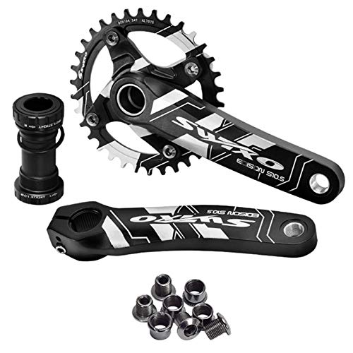 Juego De Bielas De 170 Mm 104BCD Juego De Platos Y Bielas De Bicicleta MTB 32T 34T 36T 38T Juego De Bielas De Una Sola Velocidad para 9-11 Velocidades 32T / Negro