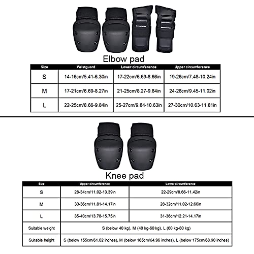 Juego de rodilleras, equipo de protección, 6 en 1, con rodilleras, coderas y muñequeras, juego de protectores para ciclismo, patinaje y monopatín (talla M)