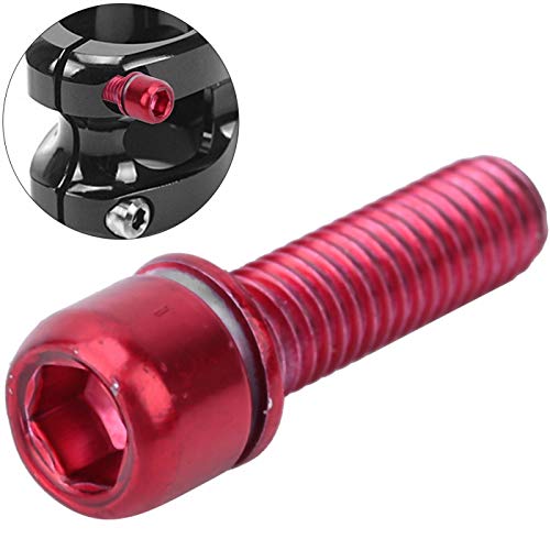 Keen so Tornillo de vástago de Bicicleta Tornillo de vástago de Bicicleta M5x18mm con Espaciador Piezas de Manillar de dirección de Bicicleta de aleación de Titanio(Rojo)