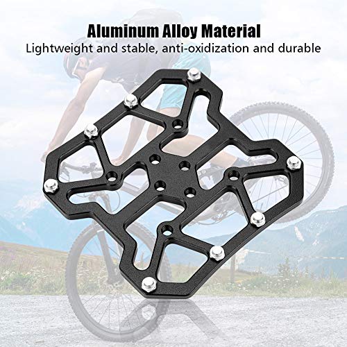 Keenso Pedales de Bicicleta de montaña, aleación de Aluminio Adaptadores de Plataforma de Pedal sin Clip Pedales de Plataforma de Bicicleta para SPD(Negro)