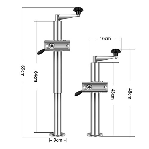 kefflum 2X Soportes para Remolque,Remolque Admite Altura 480 mm-690 mm, Carga 2T