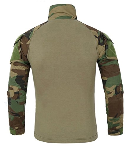 KEFITEVD Camisa Militar Hombres Tactical Kamphemd mit Kett Camisa de Paintball de Camuflaje Fahrrad Funktionswäsche Jungle S (Etiqueta: L)