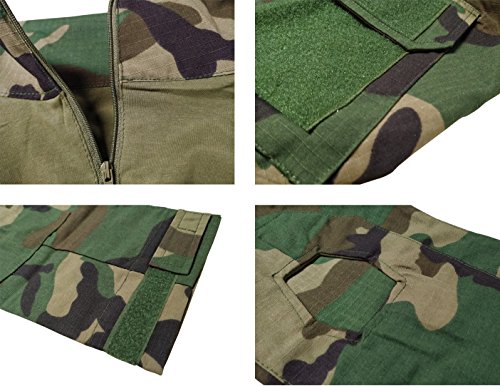 KEFITEVD Camisa Militar Hombres Tactical Kamphemd mit Kett Camisa de Paintball de Camuflaje Fahrrad Funktionswäsche Jungle S (Etiqueta: L)