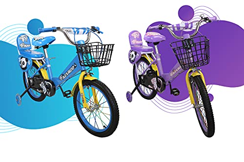 KEN ROD Bici Infantil con Ruedines | Bicicleta Niños de 3 a 8 años | Bicicleta con Ruedines | Bicicletas con Cesta y Ruedines | Color: Morado 18 Pulgadas