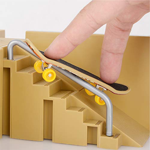 KidsHobby 8pcs Kit de Rampas Skatepark del Patin Mini Dedo Monopatin Patín del Dedo Fingerboards Parques Tablero Juguete Divertido Regalo Creativo para Niños(8 Pieza del Parque+3 Mini Patín del Dedo)