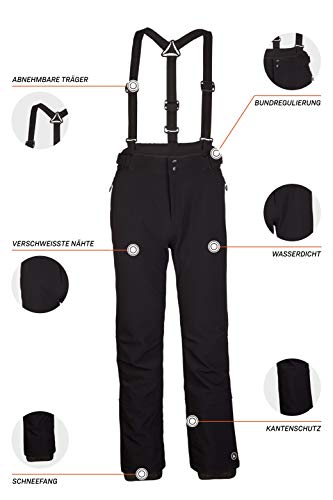 Killtec Nilam Pantalones de esquí Softshell con Tirantes extraíbles, Bordes y protección contra la Nieve, Hombre, Negro, L