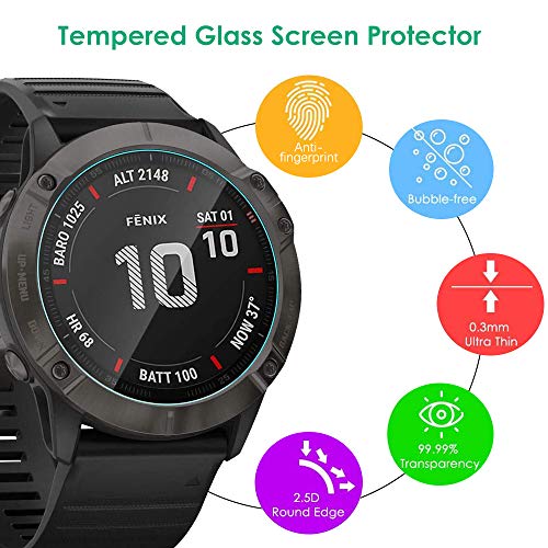 KIMILAR [4 Pcs] Pantalla Compatible con Garmin Fenix 6 /Fenix 6 Pro/Solar/Sapphire/Vivomove HR Protectores de Pantalla (No para Fenix 6S/6S Pro/6X), Cristal Templado Protector para Fenix 6