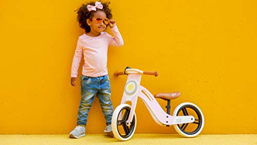 Kinderkraft Bicicleta sin Pedales UNIQ, Ligera, de Madera, 2+ Años, Rosa