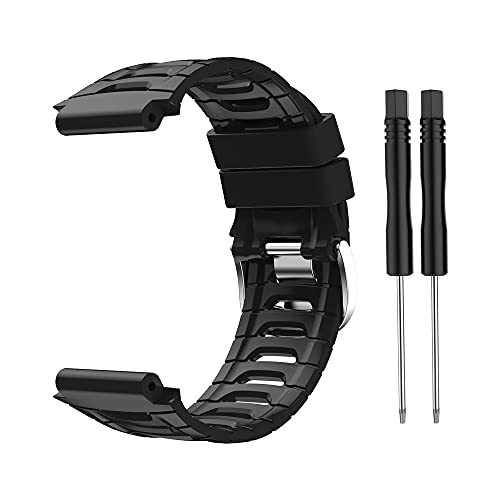 KINOEHOO Correas para relojes Compatible con Garmin Forerunner 920XT Pulseras de repuesto.Correas para relojesde silicona.(negro)