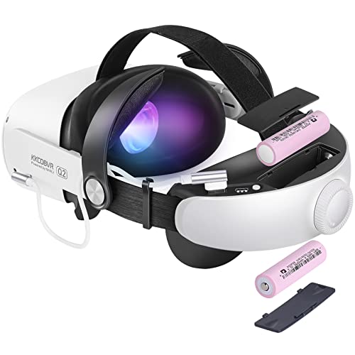 KKCOBVR Q2 Elite - Correa para cabeza con batería de 5200 mAh para accesorios Oculus Quest 2, repuesto para correa Elite reduce la presión y mejora la comodidad en VR, color blanco