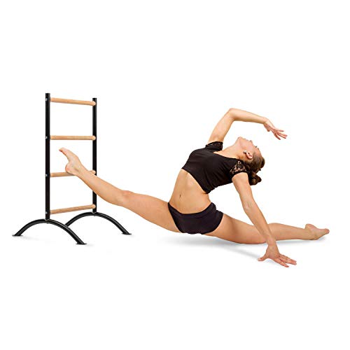 Klar FIT Klarfit Barre Amelie Barras de Estiramiento - Estiramientos para piernas, Entrenamiento de Ballet, Baile o Gimnasia, 61 cm de Largo, 4 Alturas, Portátil, Negro