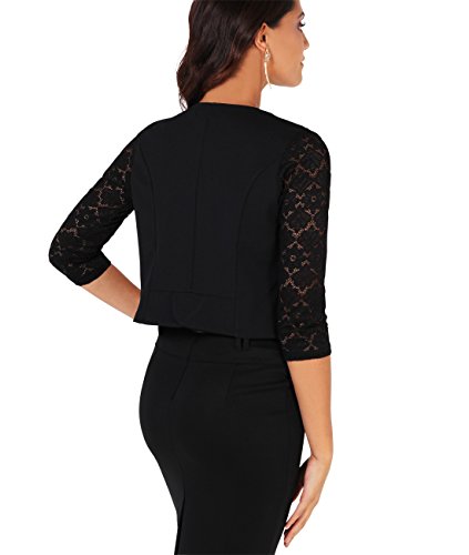 KRISP Bolero Mujer Fiesta Tallas Grandes Torera Chaqueta Corta Boda Elegante Barata Noche Vestir Manga, (Negro (9330), SM), 9330-BLK-SM