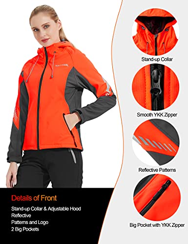 KUTOOK Chaqueta Softshell Mujer Invierno Forro Polar Ropa Cortavientos Impermeable con Capucha Puños Ajustables para SenderismoTrekking Montaña Escalada Esquí(S)