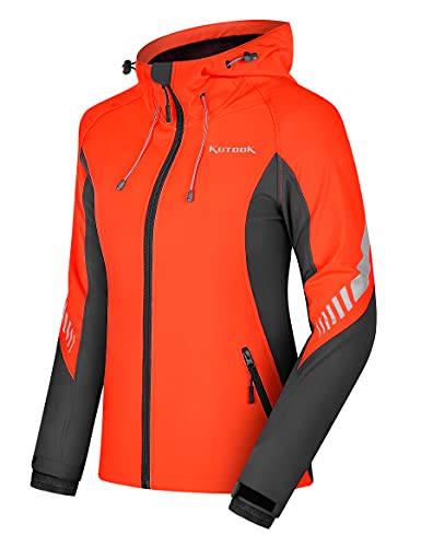 KUTOOK Chaqueta Softshell Mujer Invierno Forro Polar Ropa Cortavientos Impermeable con Capucha Puños Ajustables para SenderismoTrekking Montaña Escalada Esquí(S)