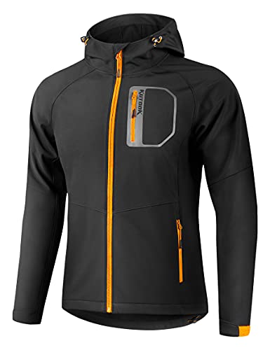 KUTOOK Cortavientos Hombre Invierno Chaqueta Trekking Running Softshell Montaña Senderismo Impermeable Ropa Termicas Negro M