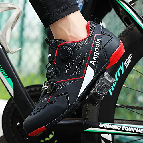 KUXUAN Hombre Bicicleta de Carretera Calzado de Ciclismo,Profesional Autoblocante Ultraligero Al Aire Libre Impermeable Bicicleta de Carrera Calzado Deportivo Asistido,Black-45EU=(275mm)