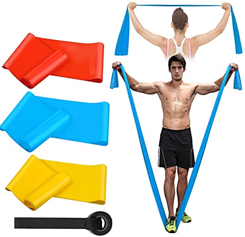 Kuyang Bandas Elasticas Fitness, 3 Piezas 1.5M/1.8M/2.0M Bandas de Resistencia con 3 Niveles , Cintas Elasticas Fitness para Yoga, Pilates, Crossfit, Estiramientos, Muscular, Piernas, Brazos, Fuerza