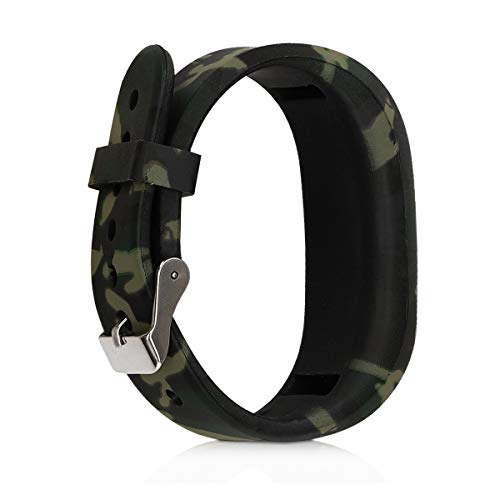 kwmobile 2X Pulsera Compatible con Garmin Vivofit jr. / jr. 2 - Brazalete de TPU Camouflage Negro/Verde Claro/Verde Oscuro sin Fitness Tracker