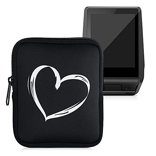 kwmobile Funda Compatible con Consola Bosch Nyon 2 - Estuche Blando de Neopreno con Cremallera Dibujo de corazón Blanco/Negro