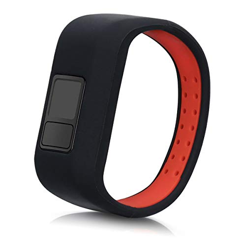 kwmobile Pulsera Compatible con Garmin Vivofit jr. / jr. 2 - Brazalete de Silicona y TPU para smartwatch - Negro/Rojo