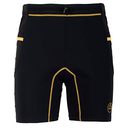 La Sportiva Freedom Tight M Pantalón Corto, Hombre, Black/Yellow, XL